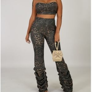 Shimmer leopard pants sets